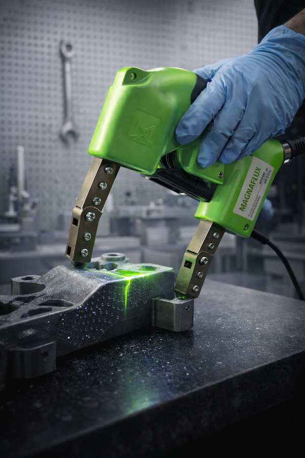 Magnaflux inspection wand on automotive part